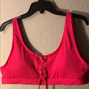 NWT Bongo swim top red scoopneck tie in front